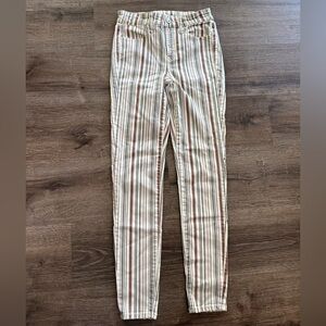 American Eagle Outfitters Striped Jeans - Cream and Brown